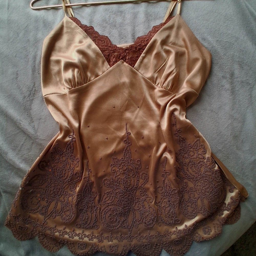 Elegant Satin Lace Trim Camisole - GOLD COPPER